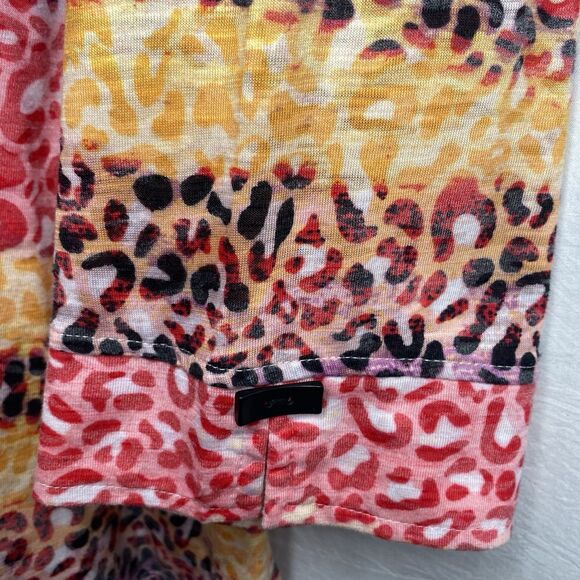 ALI MILES Tunic Blouse Button Down Cheetah Stripe Long Sleeve Womens 1X Colorful - Picture 11 of 14